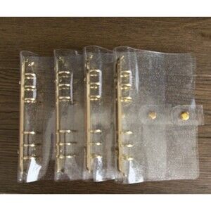 4 Gold Glitter 6 Ring A6 PVC Binders/Budget Covers. 46 Binder PVC Cash Envelopes